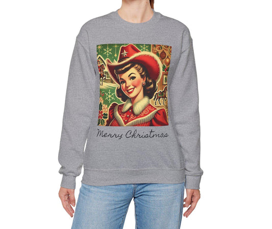 Cowgirl Mrs. Claus Unisex Heavy Blend™ Sweatshirt, Country Christmas, Cute Gift for Wife or Girlfriend, Cowboy