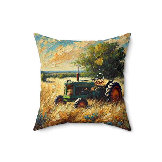 Square Pillow Modern Texas Hill Country Tractor Design, Housewarming Gift, Retro Rustic Charm, Soft Throw Pillow, Home Decor, Art Lover Gift