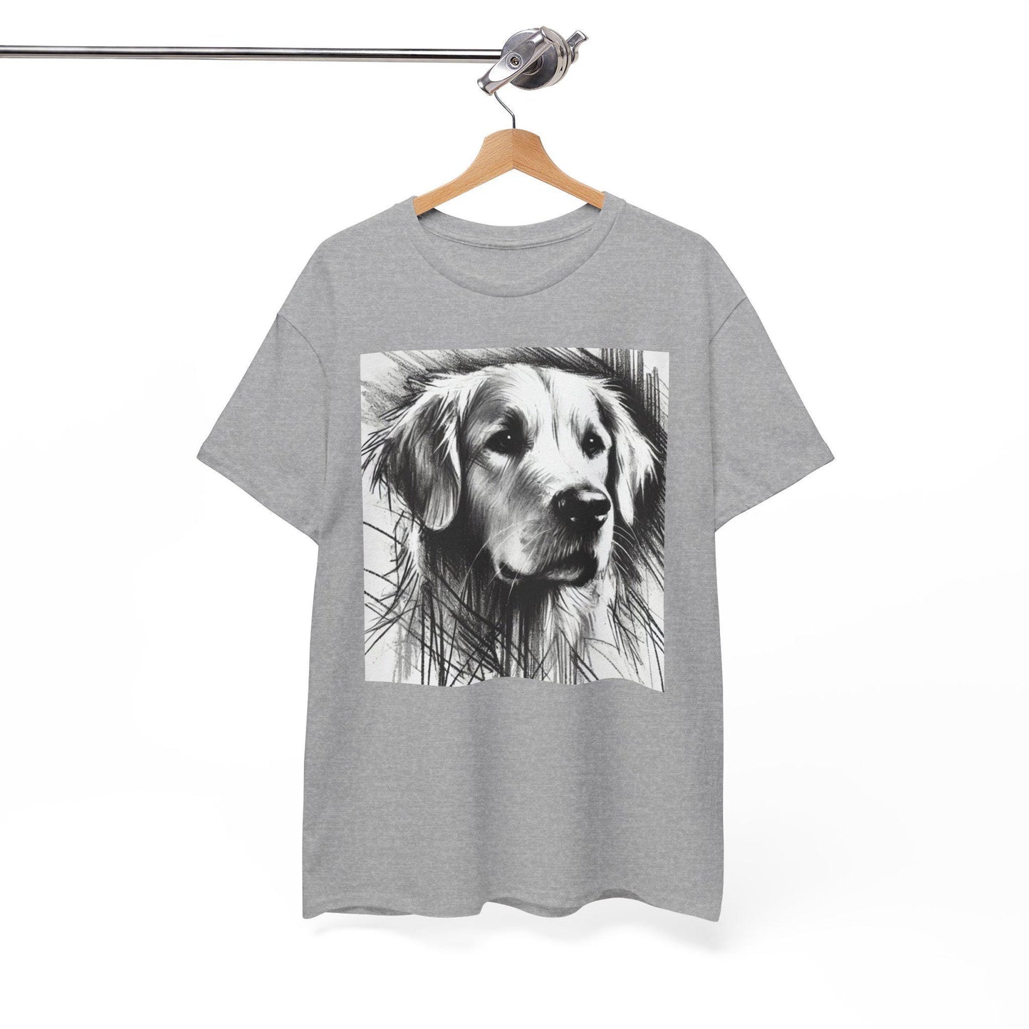 Dog Tee, Golden Retriever Charcoal Sketch Design, Unisex LGBT Dog Lover Gift, Gay Graphic Top, Unisex Heavy Cotton T-shirt, 7 Colors