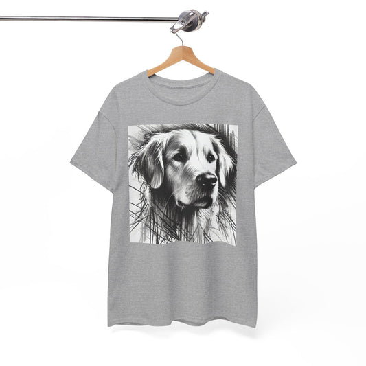 Dog Tee, Golden Retriever Charcoal Sketch Design, Unisex LGBT Dog Lover Gift, Gay Graphic Top, Unisex Heavy Cotton T-shirt, 7 Colors