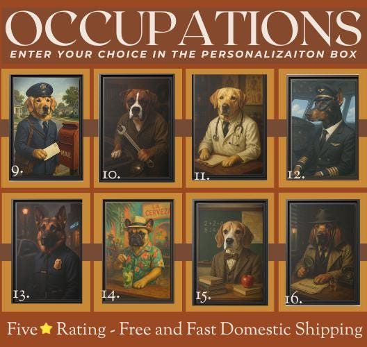 Custom Pet Portrait Painting Canvas Print - Dog Lover Themed Wall Artwork, Unique Home Decor, Birthday or Christmas Present, 12 Custom Sizes