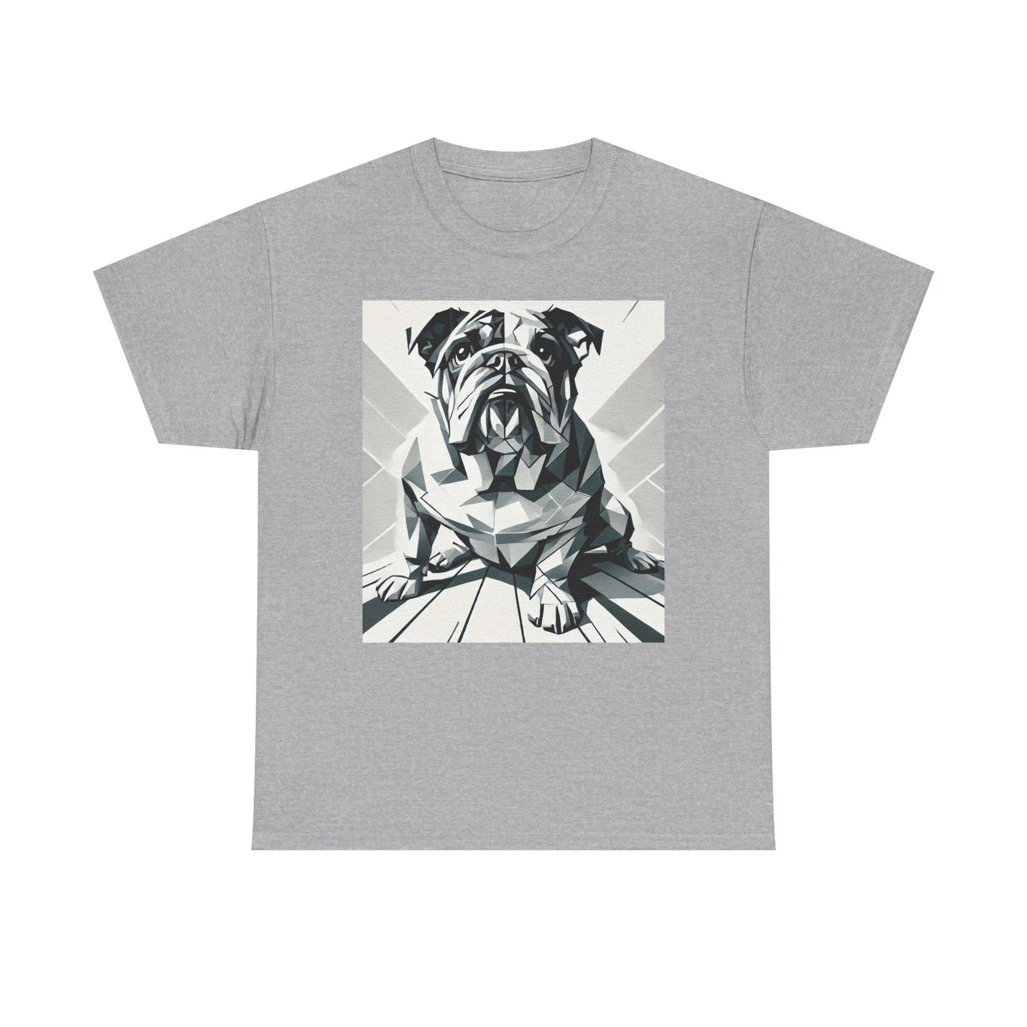 Dog Tee, Bulldog Modern Cubist Design, Unisex LGBT Bulldog Dog Lover Gift, Gay Graphic Top, Unisex Heavy Cotton T-shirt, 7 Colors