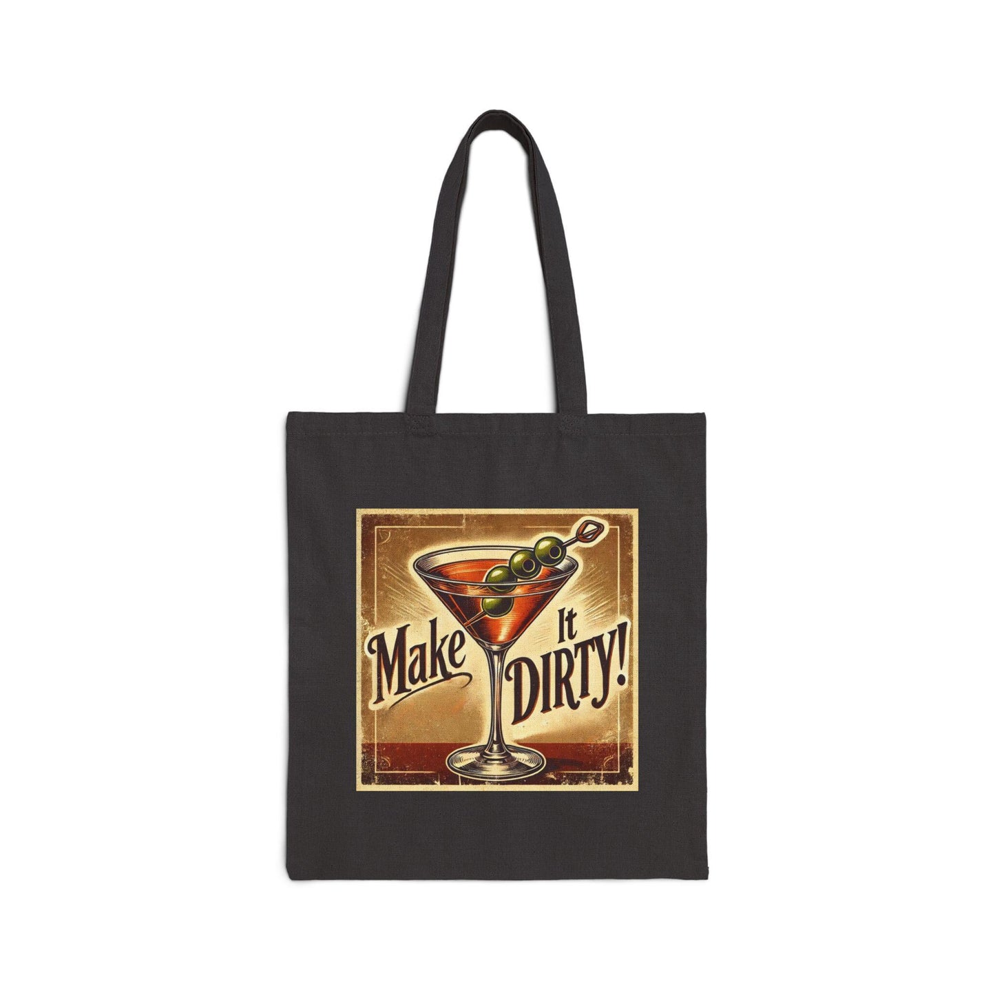 Canvas Tote Bag, Vintage Dirty Martini Design, Eco-Friendly Bag, Book Lovers Gift, Reusable Grocery Shopping, Cocktail Lover
