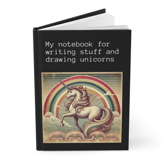 Unicorn Journal Hardcover - Funny Vintage Design Matte Journal - Humorous Notebook, Book Lovers Gift, Retro Art Diary
