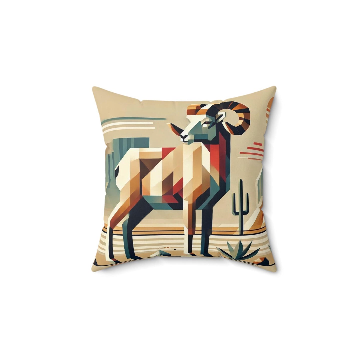 Pillow Modern Southwestern Bighorn Sheep Design, Unique Housewarming Gift, Retro Charm, Soft Throw Pillow, Home & Office Decor, Accent Gift