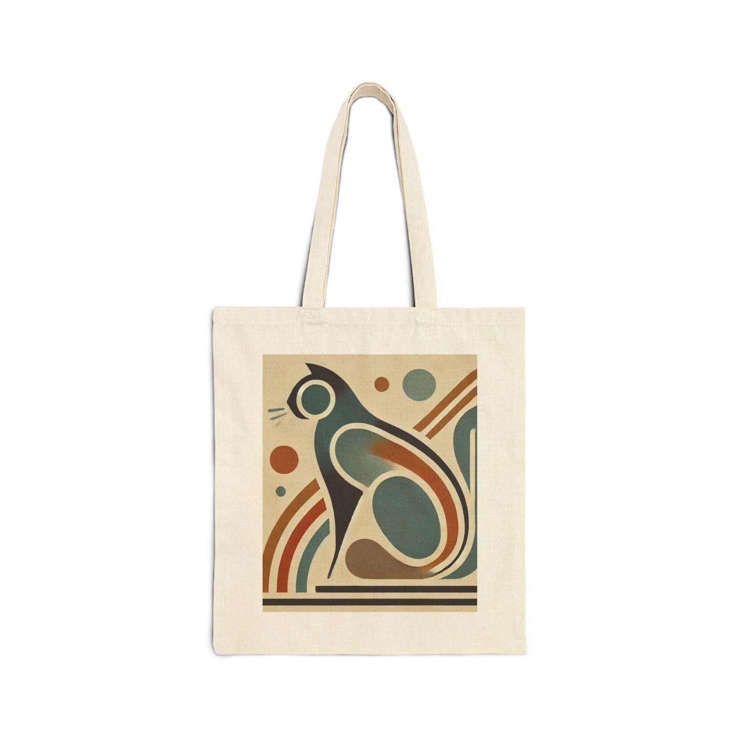 Mid-Century Modern Cotton Canvas Tote Bag - Cat Lover Gift, Retro Shoulder Bag, Cat Parent Shopping Bag, Vintage Tote, Book Lover