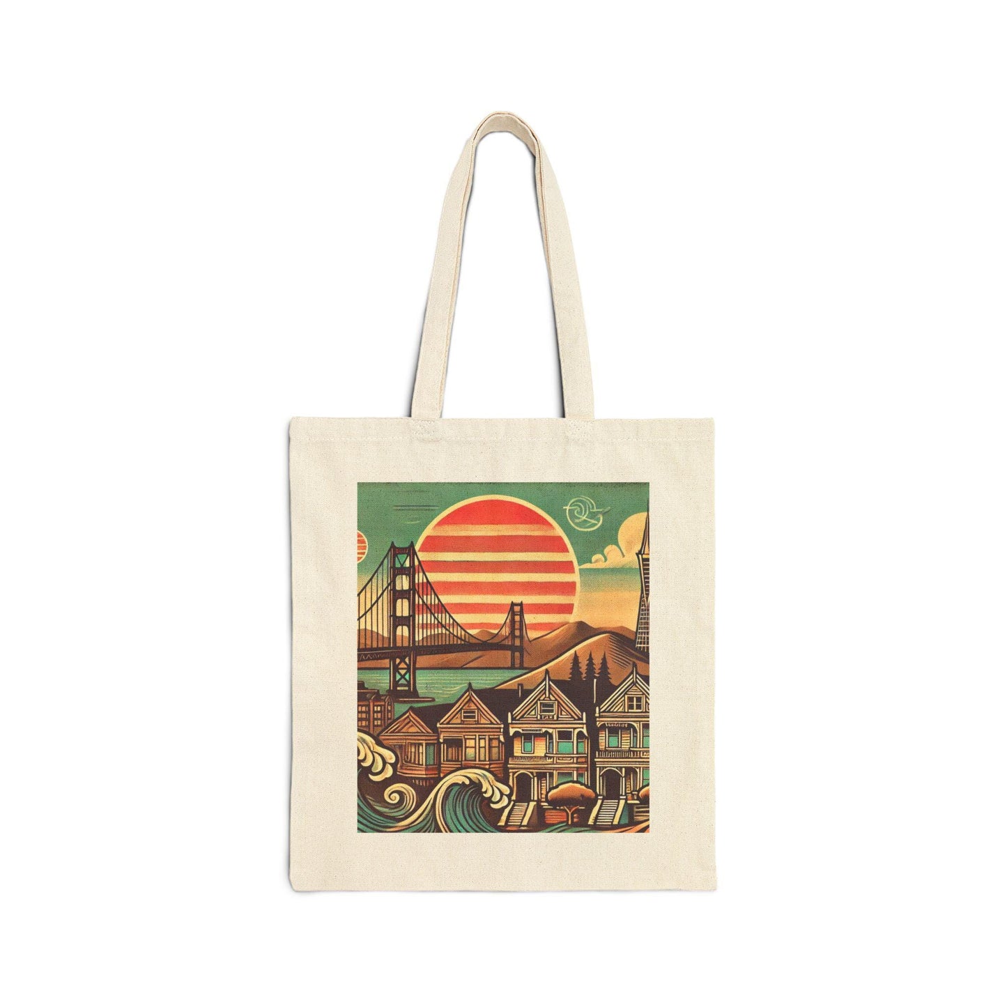 San Francisco Tote Bag, Golden Gate Bridge, Reusable Shopping Bag, Eco-Friendly Grocery Bag, Vintage Design, Travel