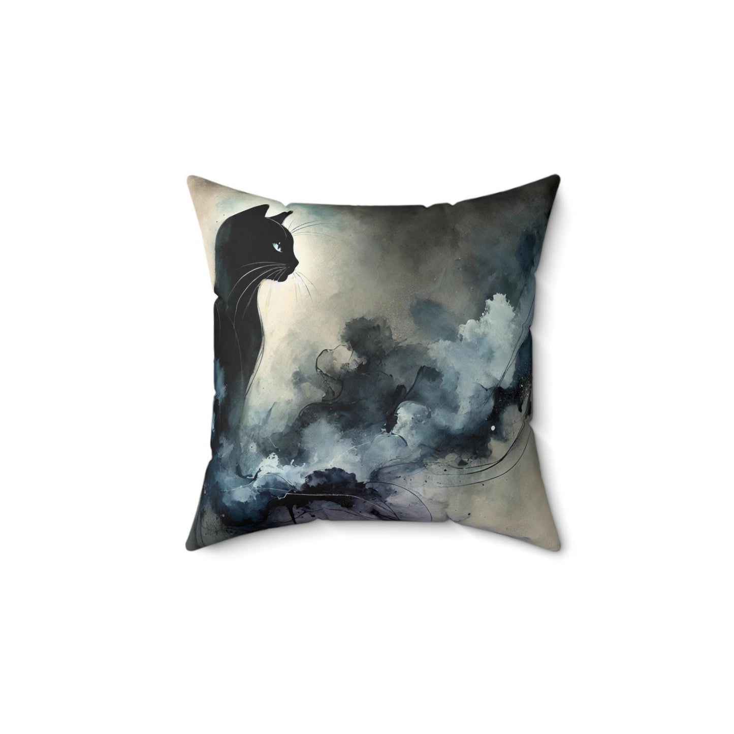 Pillow Modern Abstract Watercolor Cat Design, Unique Housewarming Gift, Soft Throw Pillow, Upscale Home Decor,  Cat Lover Birthday Present