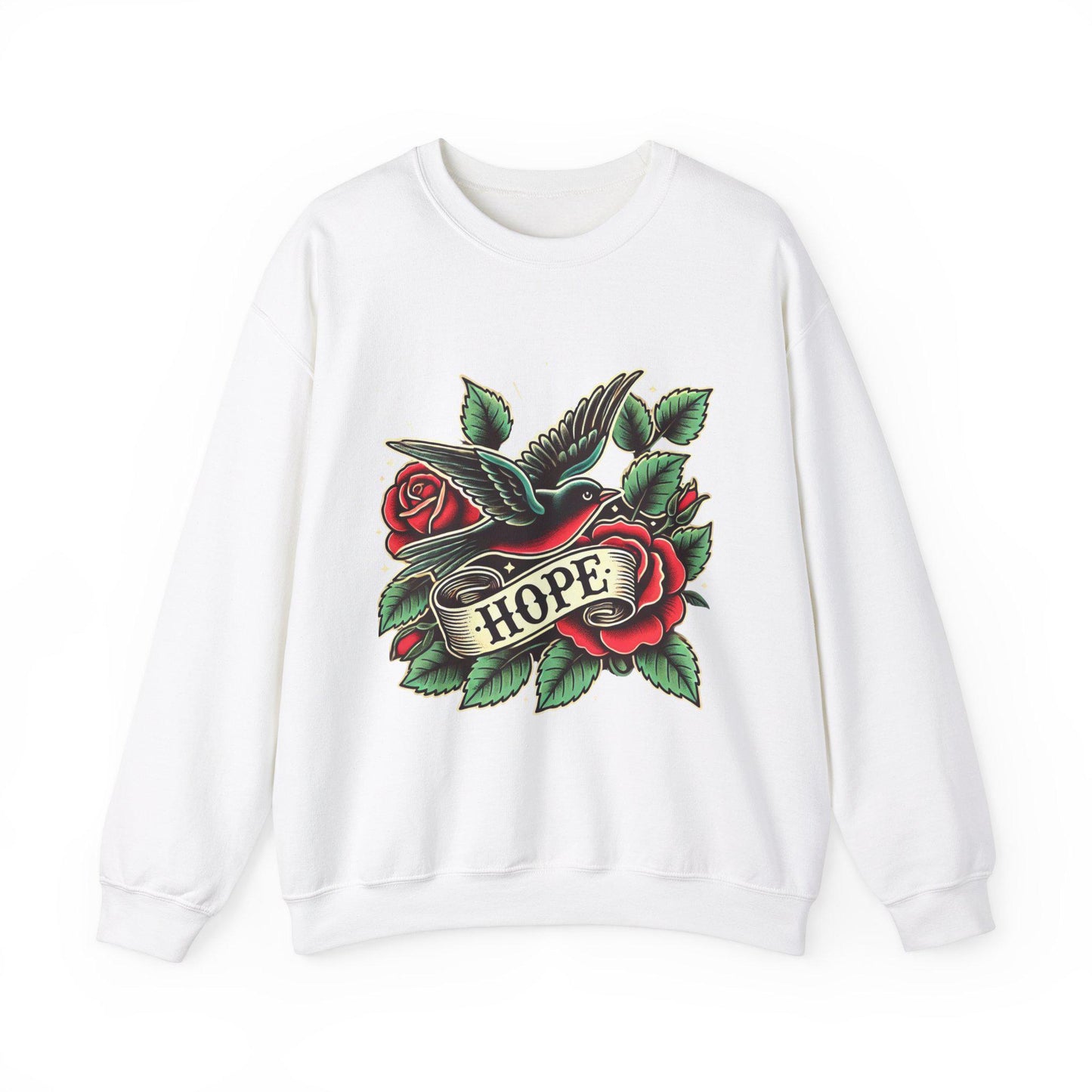 Vintage Tattoo Sweatshirt, HOPE Tattoo Design, Unisex Crewneck Jumper, Vintage Pullover, Gift for Tattoo Lover, Retro Style