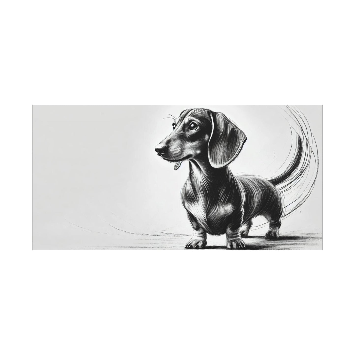 Canvas Print Dachshund Modern Charcoal Sketch Portrait, LGBT Housewarming Gift, Gay Weiner Dog Lover, Matte Stretched Wall Art, 7 Sizes