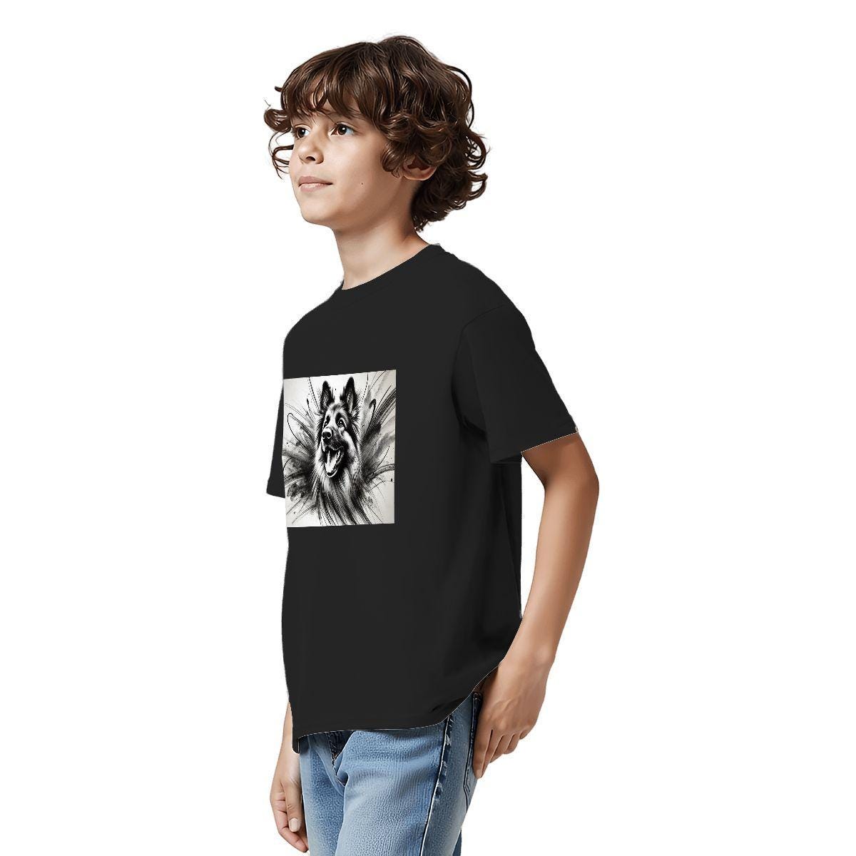 Kids Tee, Fun German Shepherd Youth T-Shirt, Unique Birthday Gift, Casual Vacation Wear, Original Art Tee, Kid's Fashion, Back To School