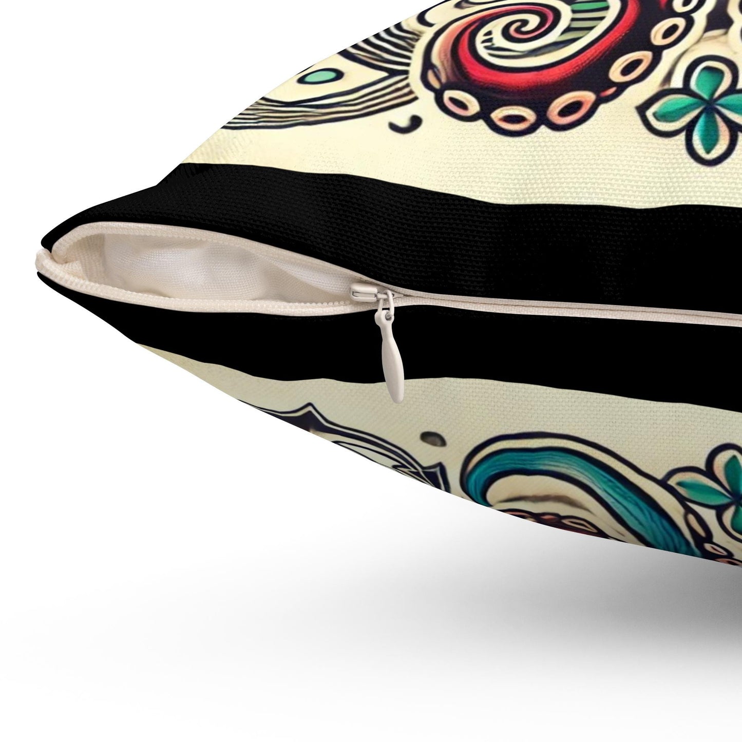 Octopus Square Pillow, Vintage Sailor Tattoo Design, Retro Charm, Housewarming Gift, Spun Polyester Cover, Tattoo Lover, Throw Pillow