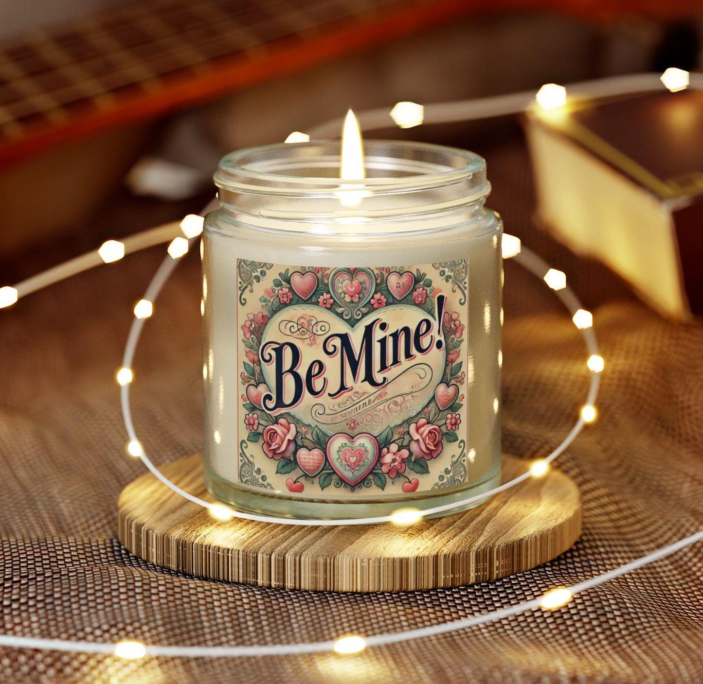 Sweet Valentine's Day Gift Scented Candles, Coconut Apricot Wax (4oz), Gift for Girlfriend, Wife, Be Mine, Valentines Day, Sweetheart Gift