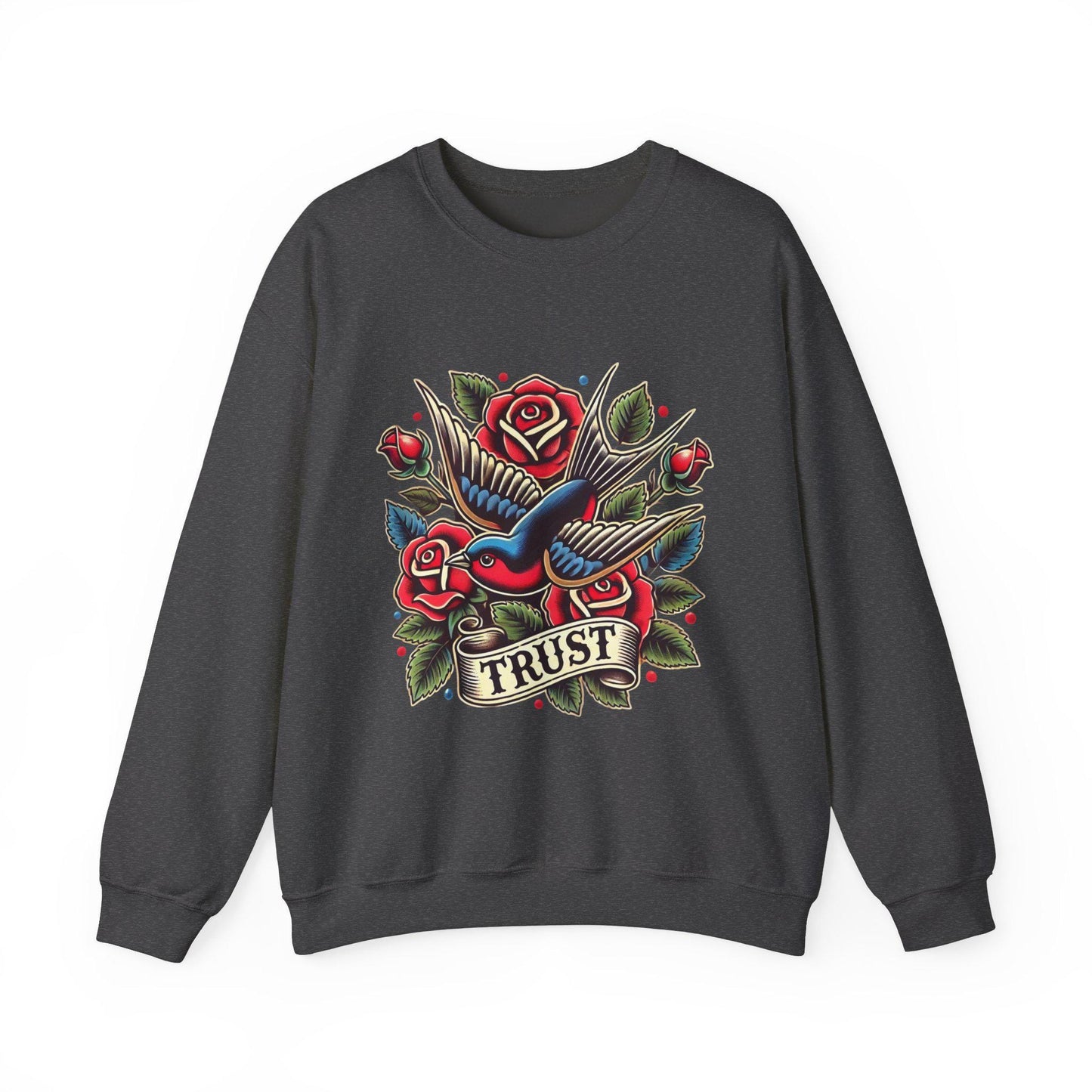 Vintage Tattoo Sweatshirt, TRUST Tattoo Design, Unisex Crewneck Jumper, Vintage Pullover, Gift for Tattoo Lover, Retro Style