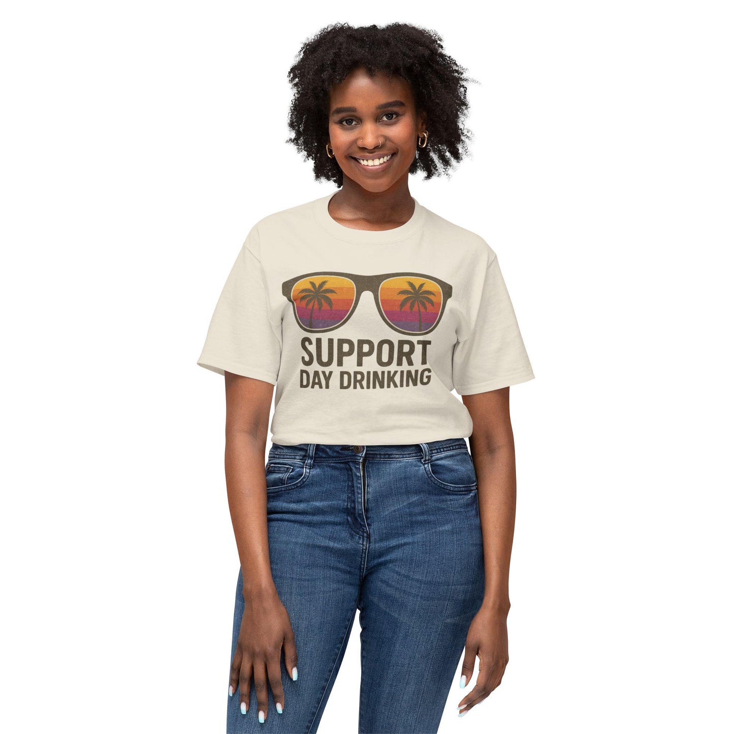 Day Drinking Support T-Shirt, Fun Summer Tee, Gift for Friends, Vacation Essential Accessory, Pool Party Shirt, Casual Beachwear, Unisex Tee