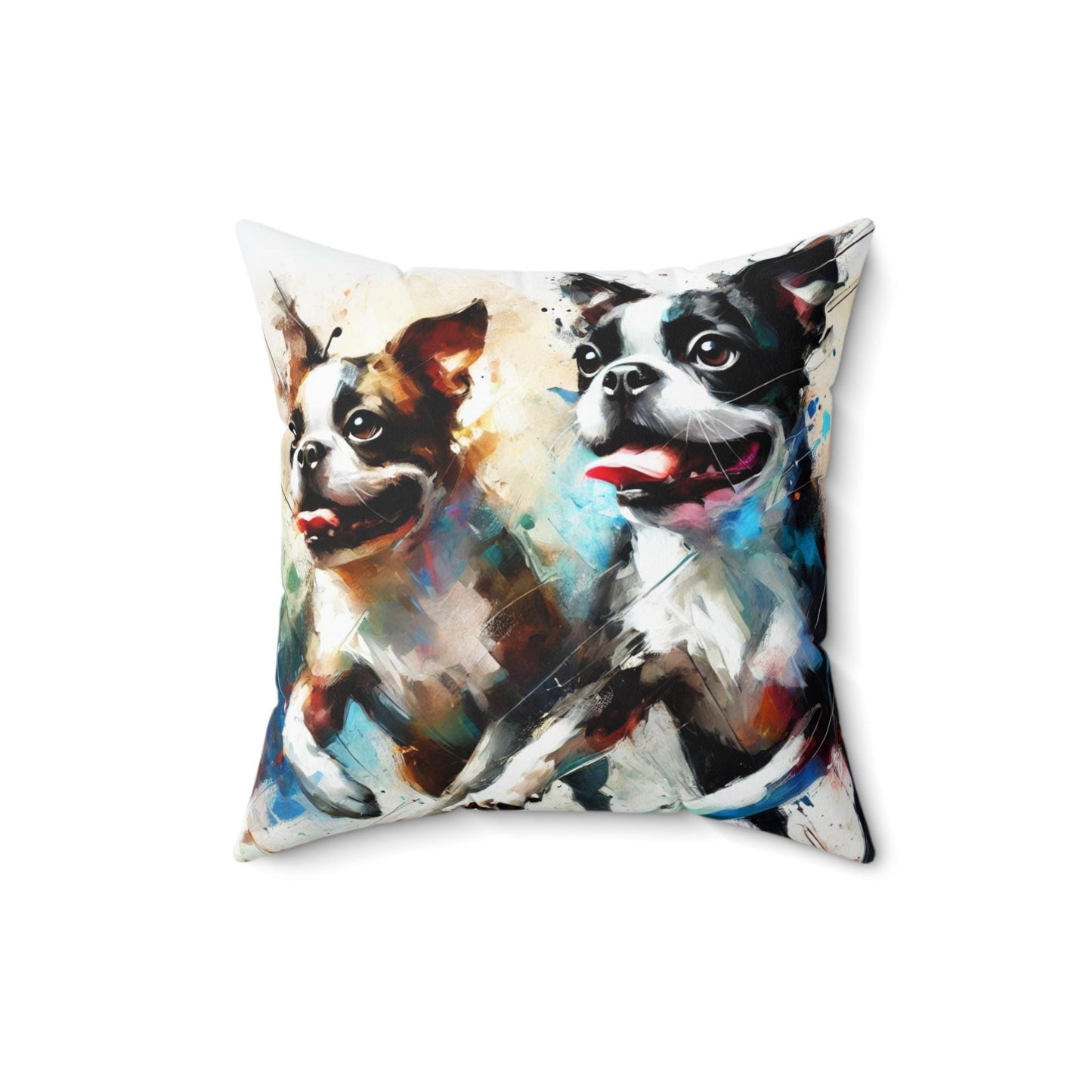 Pillow Boston Terrier Watercolor Design, Unique Housewarming Gift, Modern Art Charm, Soft Throw Pillow, Chic Home Decor, Dog Lover Gift