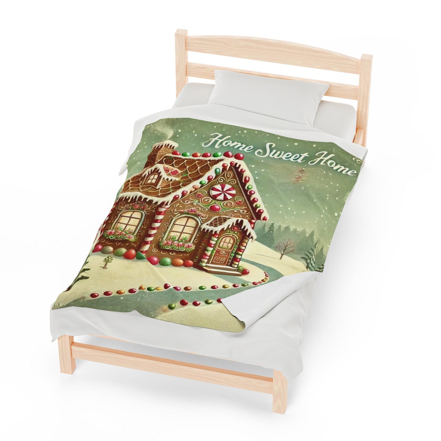 Plush Blanket, Gingerbread House Design, Soft Fleece Throw, Housewarming Gift, Holiday Home Decor, Christmas Theme, Warm Bedding