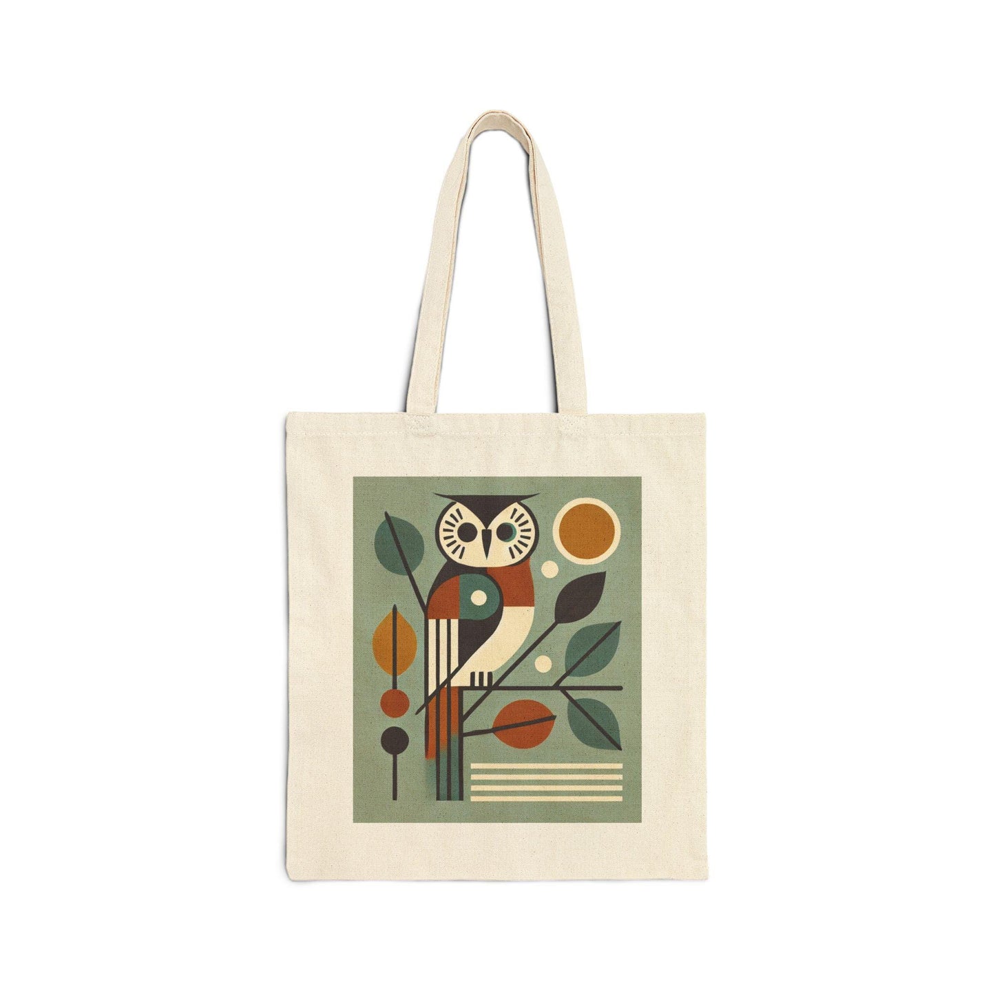 Mid-Century Modern Owl Cotton Canvas Tote Bag - Owl Lover Gift, Retro Shoulder Bag, Shopping Bag, Vintage Owl Tote, Book Lover