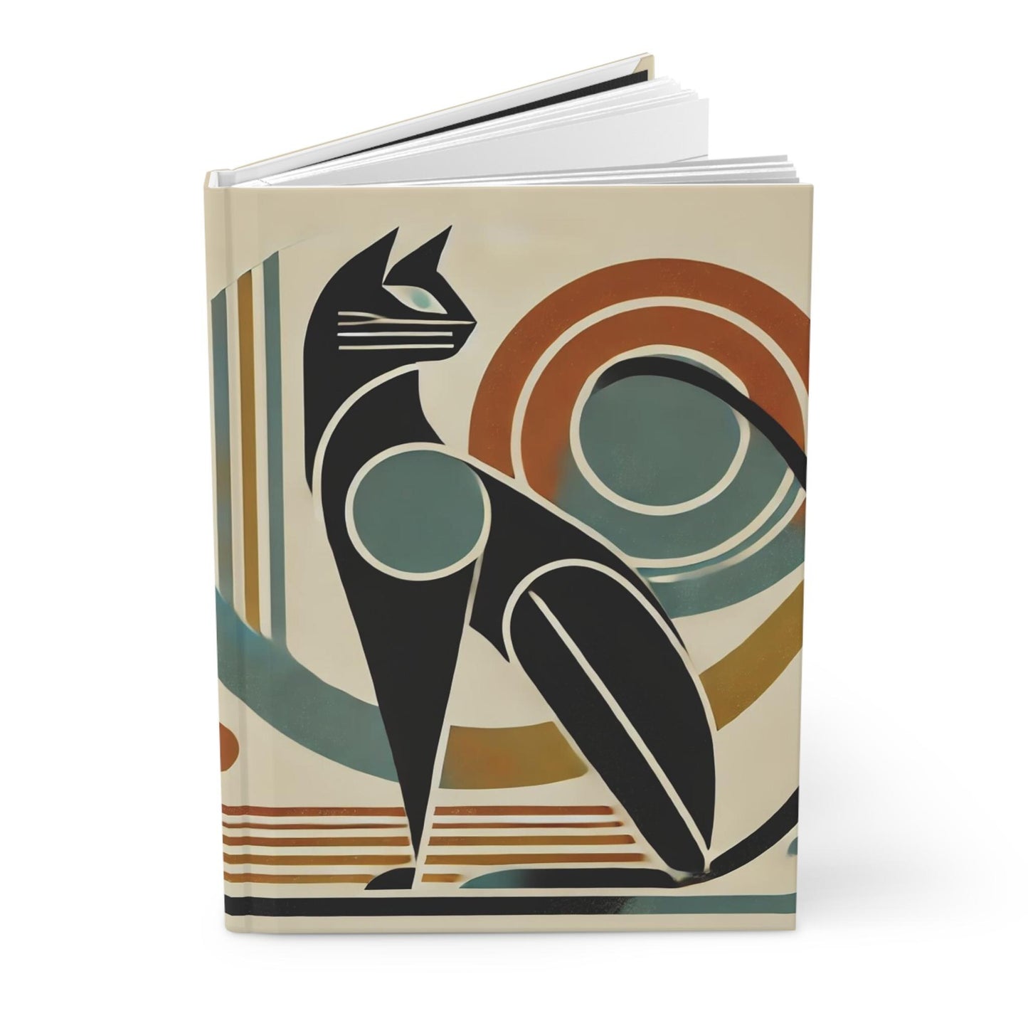 Cat Hardcover Journal, Mid-Century Vintage Charm Notebook, Books Lovers Gift, Retro Matte Diary, Cat Lovers Journal, Literature Enthusiast