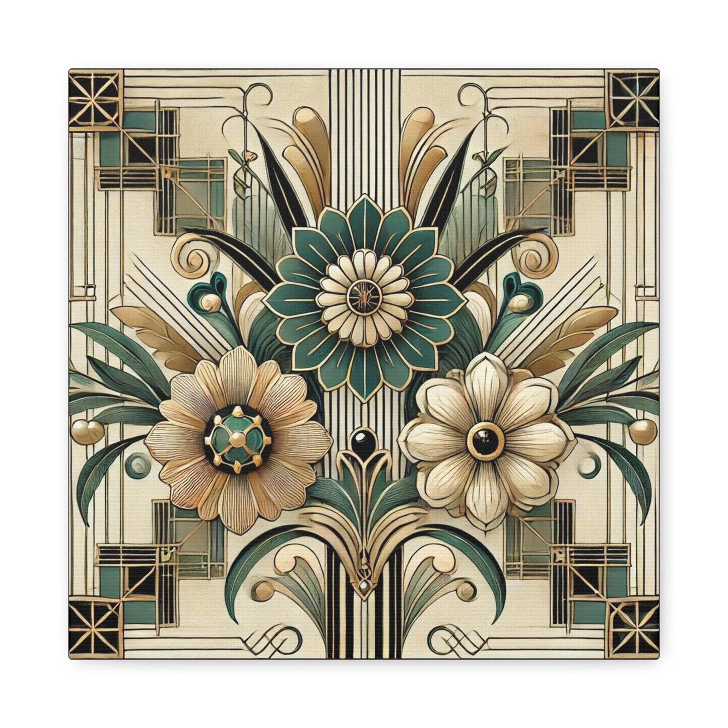 Floral Canvas Print, Art Deco Design - Wall Art, Home Decor, Nature Art Lover Gift, Nature Inspired Print, Boho Wall Decor