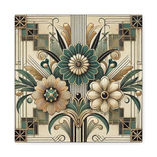 Floral Canvas Print, Art Deco Design - Wall Art, Home Decor, Nature Art Lover Gift, Nature Inspired Print, Boho Wall Decor