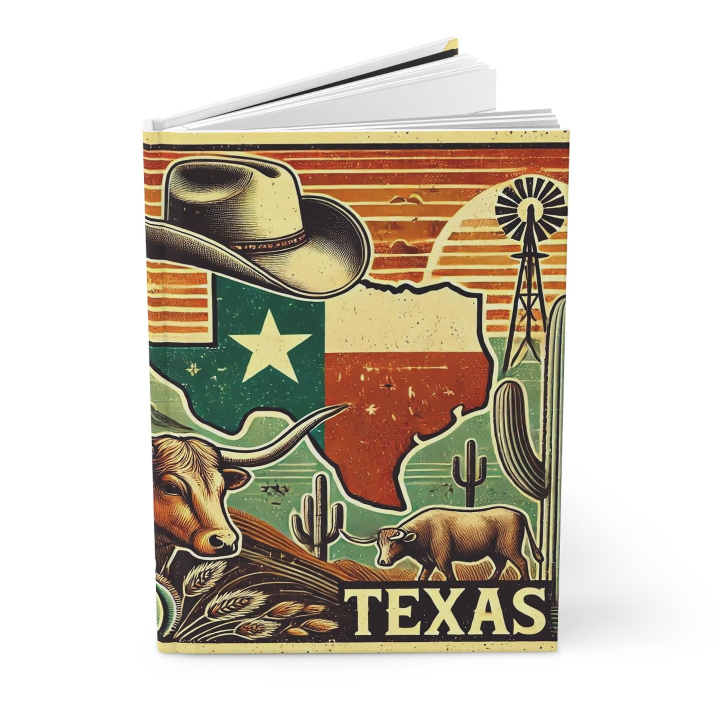 Journal Texas Hardcover, Rustic Charm Notebook, Books Lovers Gift, Retro Diary, Longhorn Journal, Literature Enthusiast