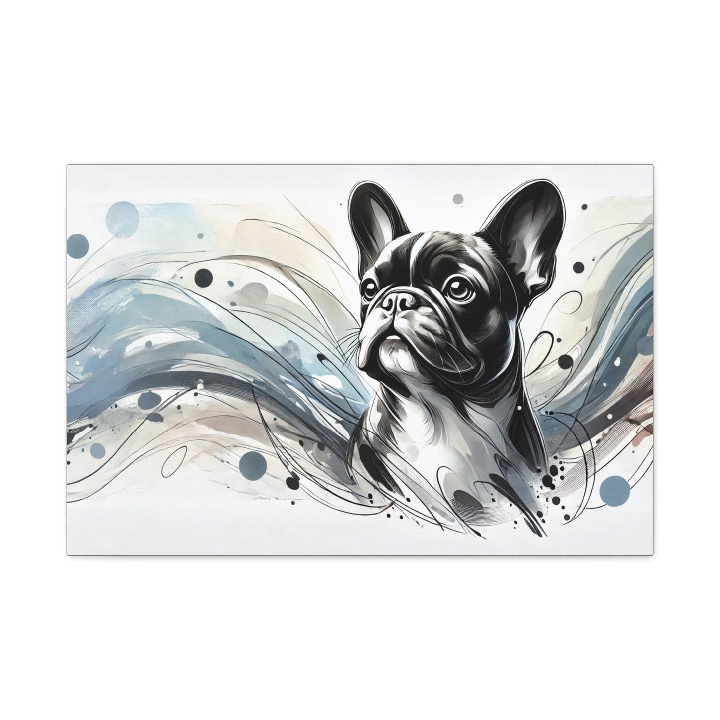 Canvas Print French Bulldog Charcoal Sketch Portrait, LGBT Housewarming Gift, Gay Frenchie Lover, Stretched Modern Wall Art, 7 Sizes