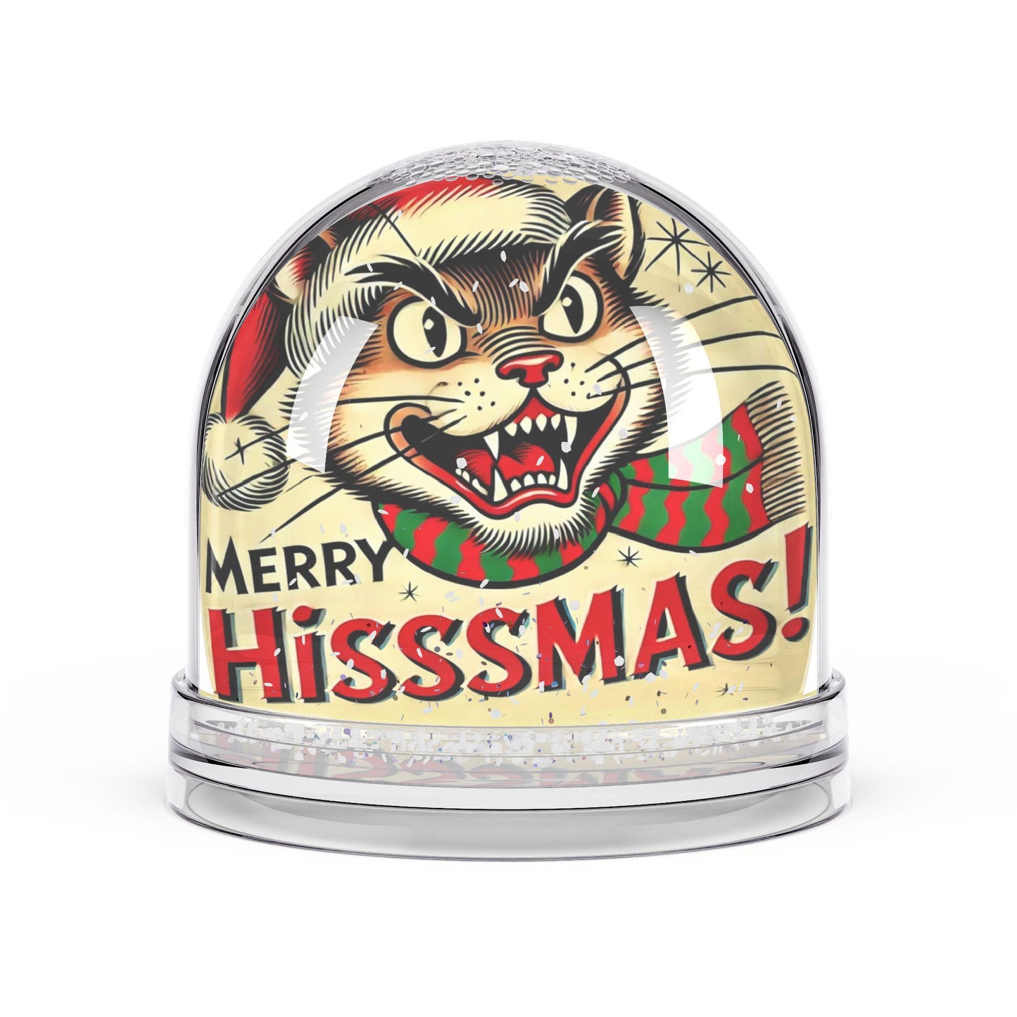 Christmas Cat Snow Globe, Merry Hisssmas!, Funny Christmas Gift for Cat Lovers