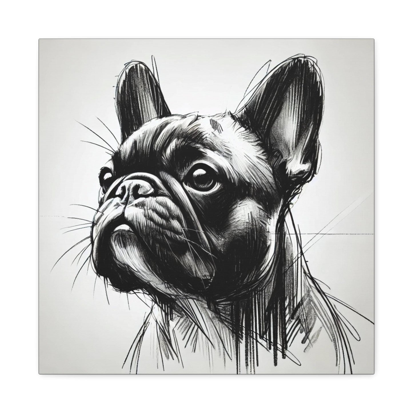 French Bulldog Matte Canvas Print, Classic Charcoal Sketch Design, Dog Wall Art, Modern Queer Decor, LGBT Housewarming Gift, Gay Dog Lover