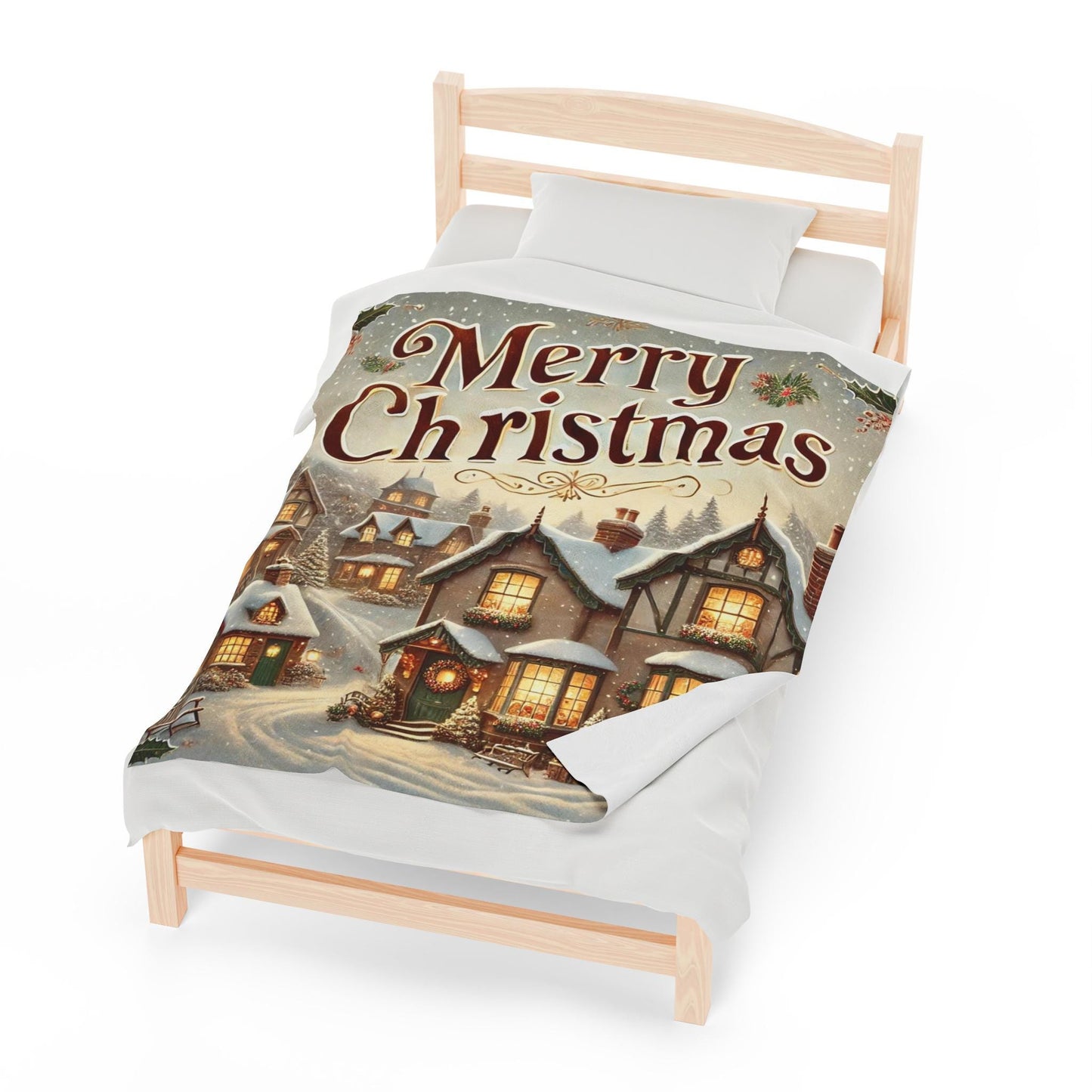 Plush Blanket, Snowy Christmas Village Design, Soft Fleece Throw, Housewarming Gift, Holiday Home Decor, Christmas Theme, Warm Bedding