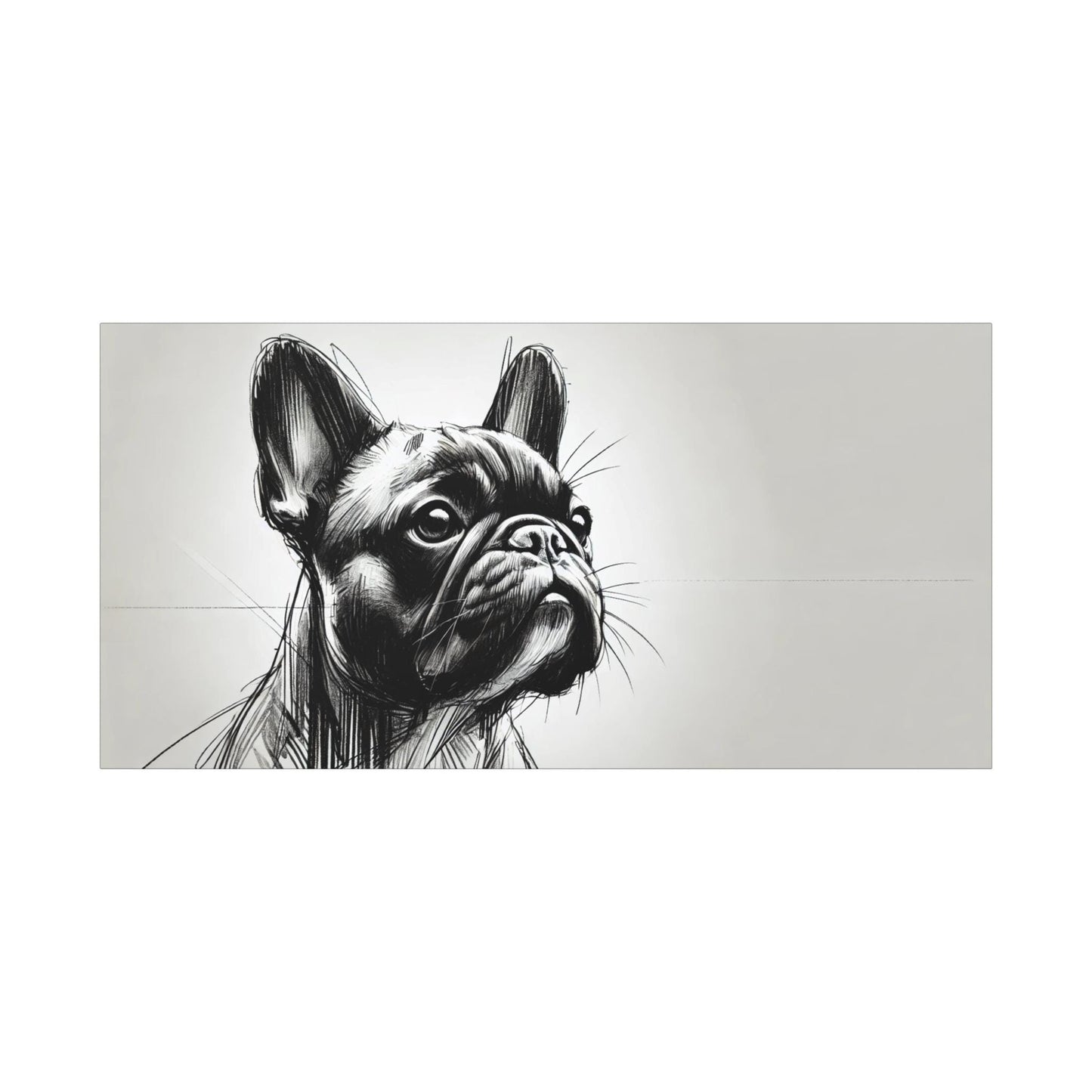 Canvas Print French Bulldog Charcoal Sketch Portrait, LGBT Housewarming Gift, Gay Dog Lover, Original Stretched Modern Wall Art, 7 Sizes