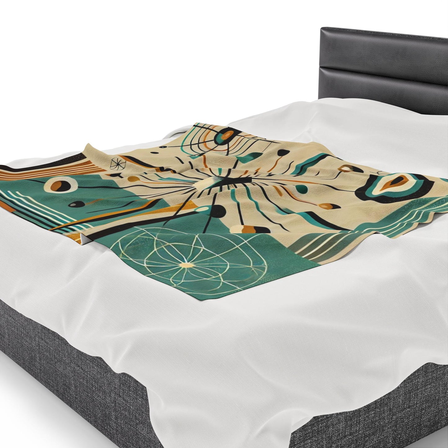 Plush blanket, Mid-Century Modern Design, Soft Fleece Throw, Housewarming Gift, Chic Home Decor, Sputnik Theme, Warm Bedding