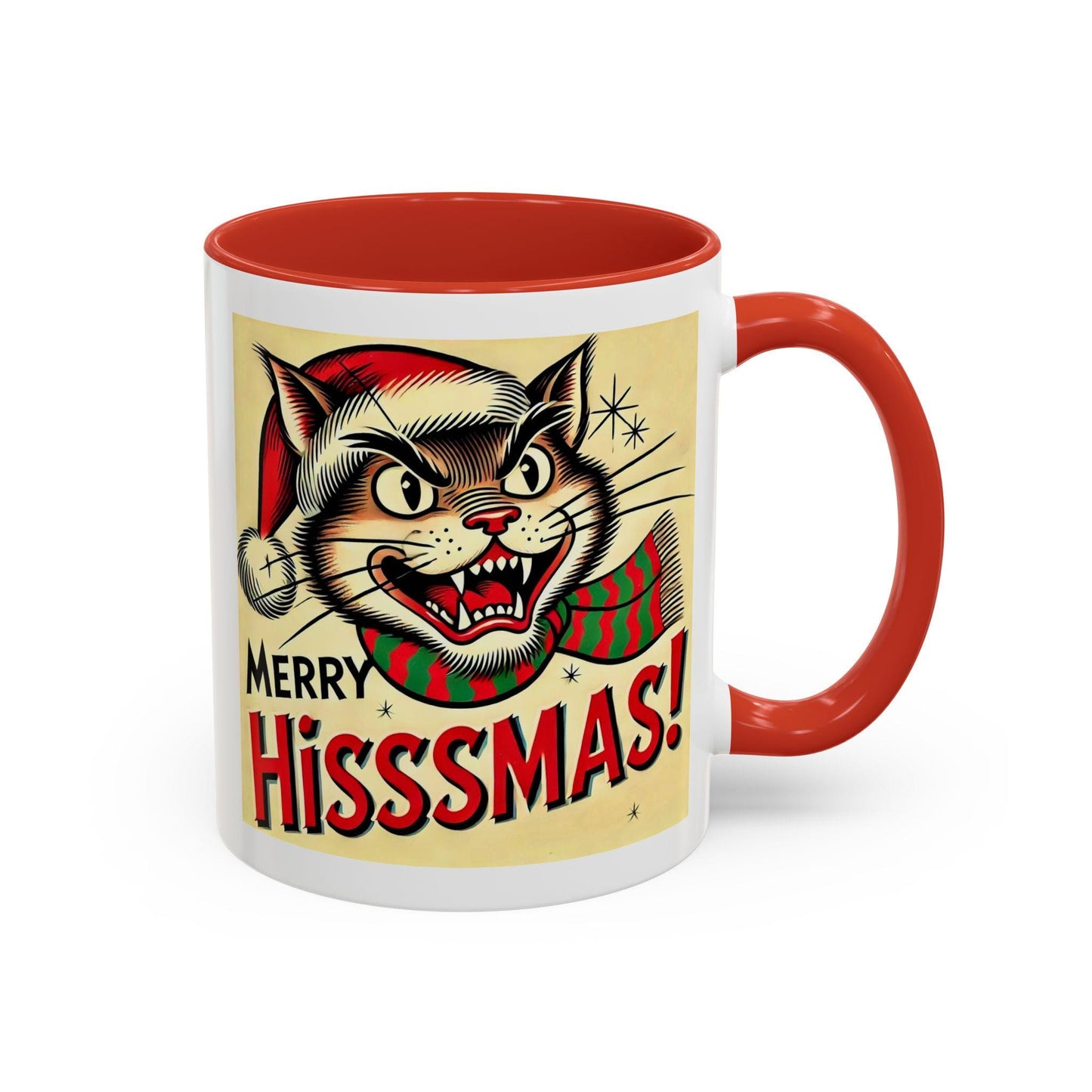 Holiday Cat Coffee Mug (11oz), Merry Hisssmas! Gift for Cat Lover, Cat Parent Gift, Coffee Lover