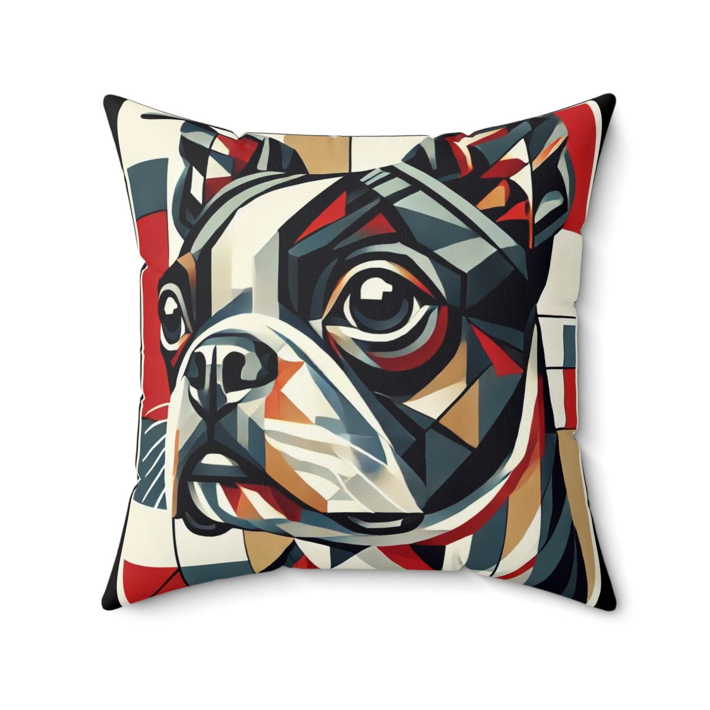 Pillow Modern Boston Terrier Cubist Design, Unique Housewarming Gift, Modern Art Charm, Soft Throw Pillow, Chic Home Decor, Dog Lover Gift
