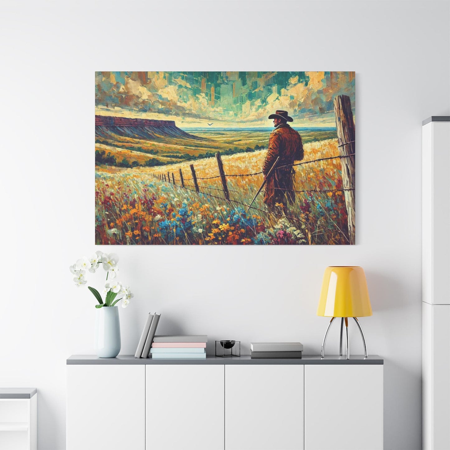 Original Impressionist Hill Country Canvas Print, Matte Stretched Art, 7 Sizes Available, Wall Decor, Landscape Painting, Home Office Decor