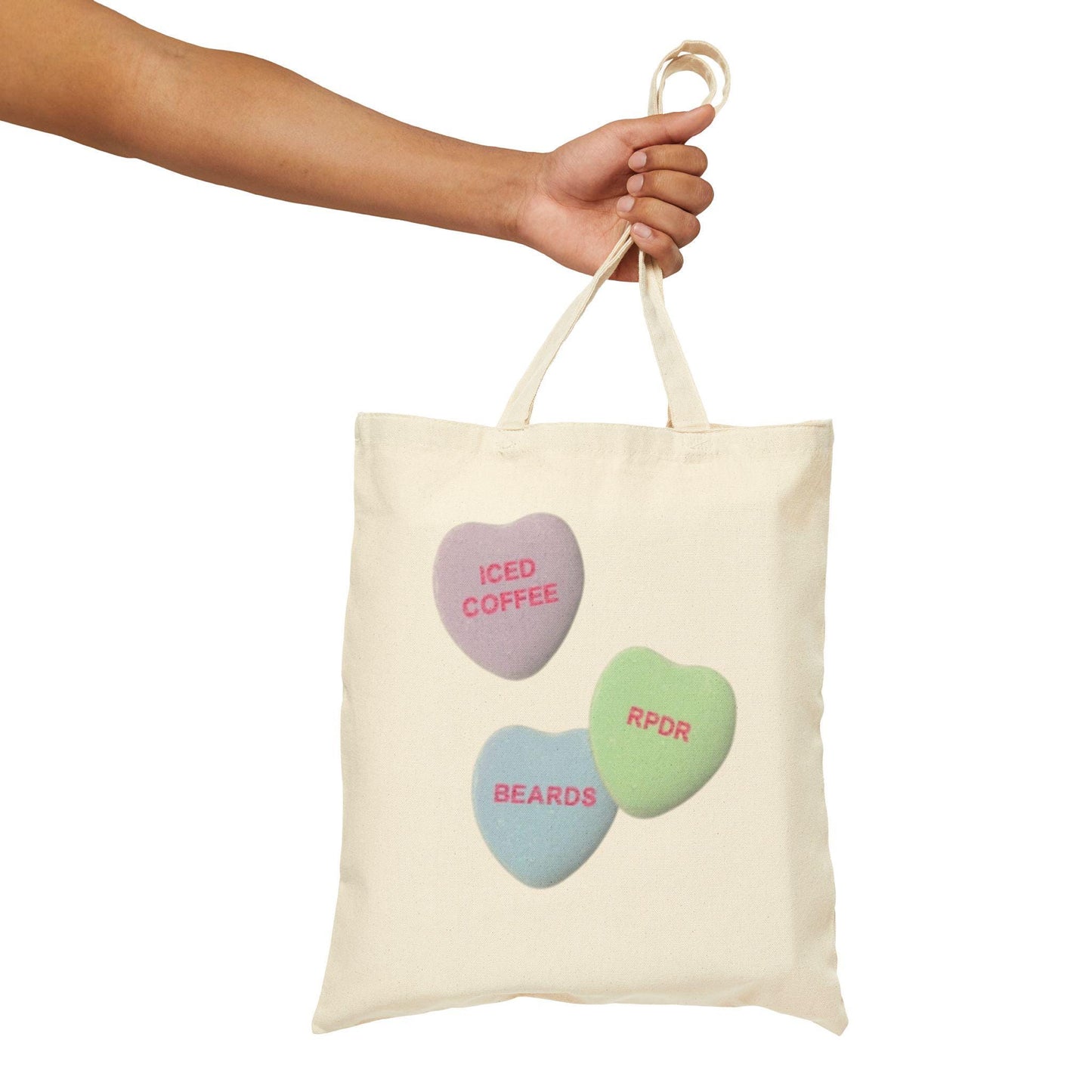 Canvas Tote Bag, Fun Conversation Hearts Design, LGBT Eco-Friendly Bag, Queer Book Lover Gift, Reusable Shopping Bag, Gift for Gay Men