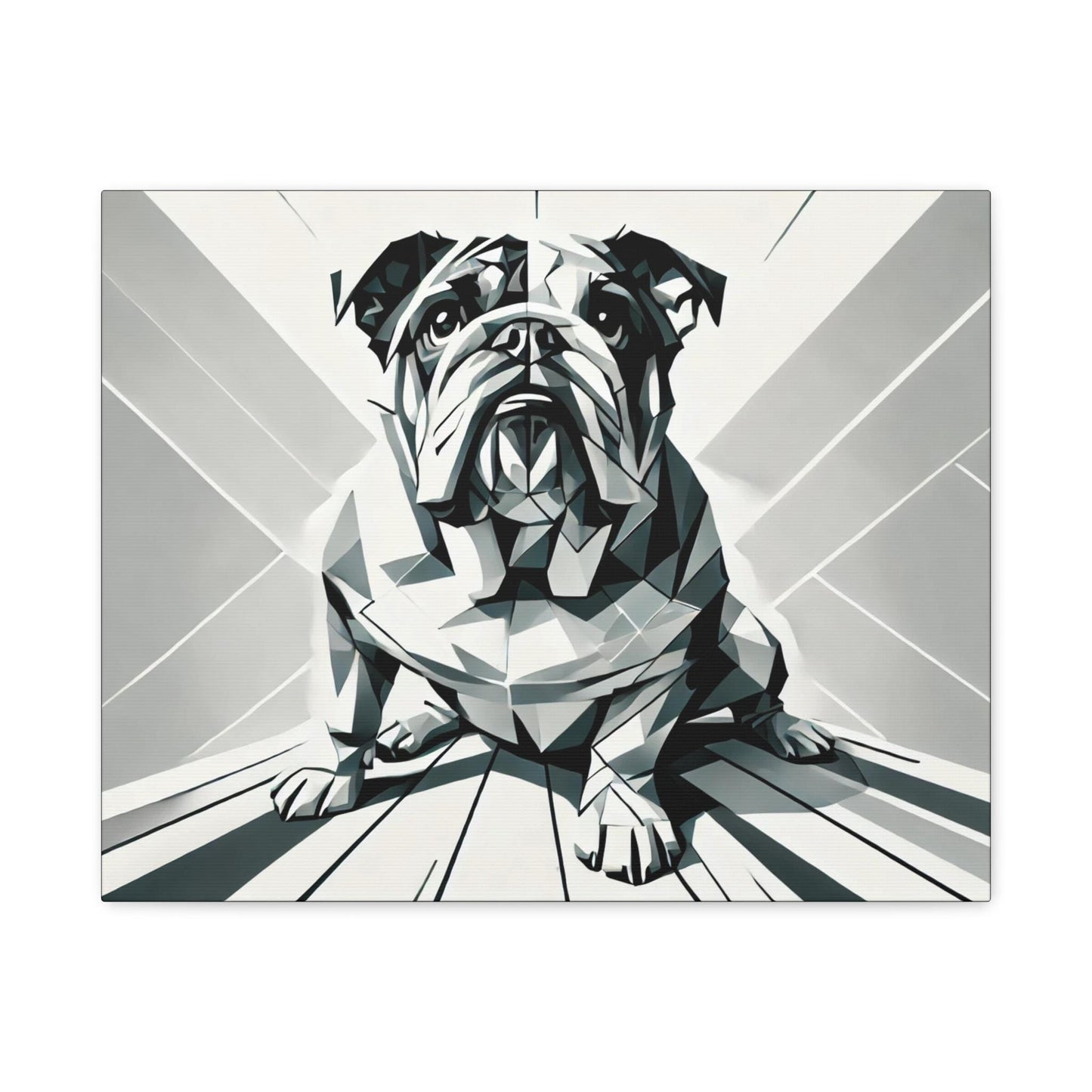 Bulldog Canvas, Original Modern Cubist Wall Art Home Decor, Matte Stretched Print, LGBT Housewarming Gift, Gay Bulldog Dog Lover