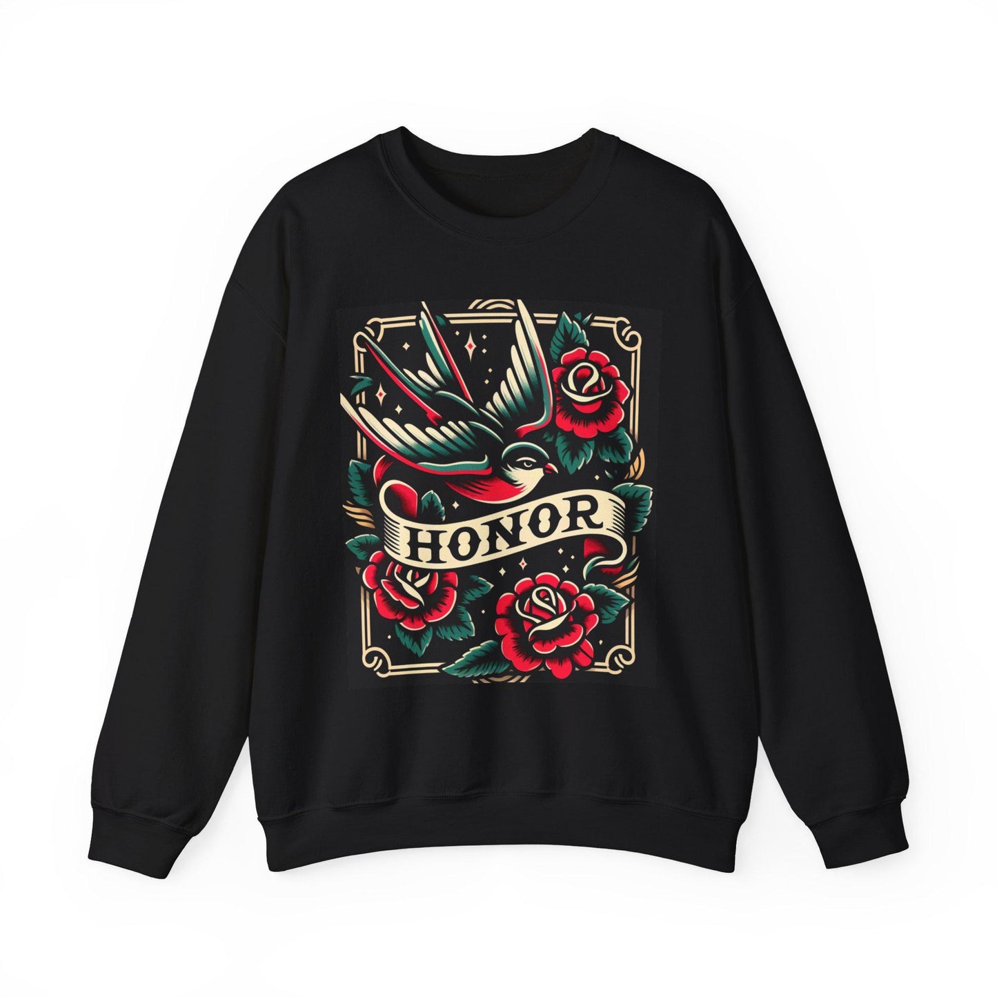 Vintage Tattoo Sweatshirt, HONOR Tattoo Design, Unisex Crewneck Jumper, Vintage Pullover, Gift for Tattoo Lover, Retro Style