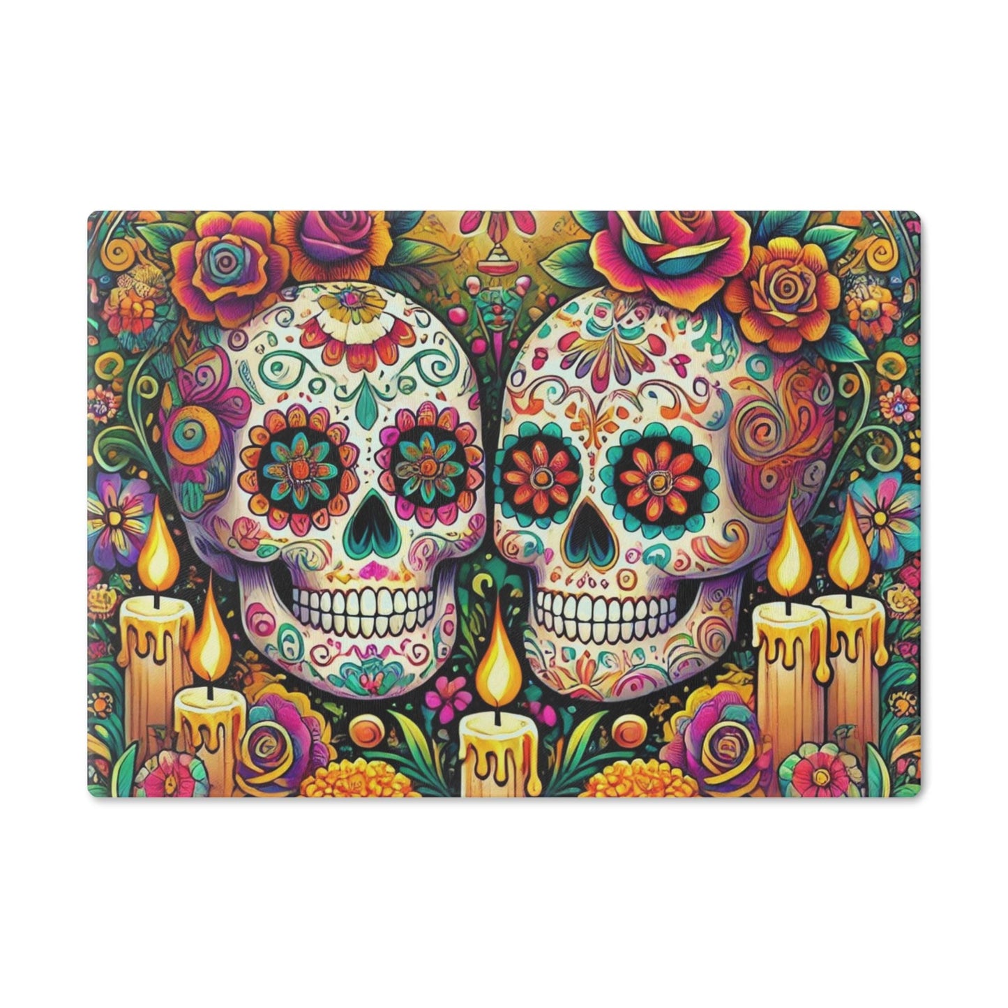 Sugar Skulls Cutting Board, Day of the Dead Kitchen Decor, Housewarming Gift, Foodie Souvenir, Dia de los Muertos