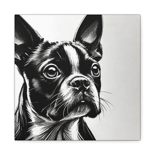 Boston Terrier Canvas Print, Modern Watercolor Design, Dog Wall Art, Modern Queer Decor, LGBT Housewarming Gift, Matte Canvas, Gay Dog Lover