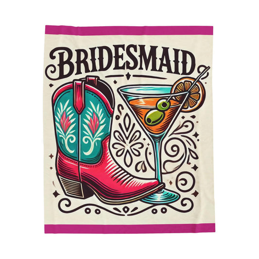 Velveteen Plush Blanket, Bridesmaid Wedding Party Gift, Cozy Rustic Decor, Soft Throw Blanket, Warm Fleece Bedding, Bachelorette