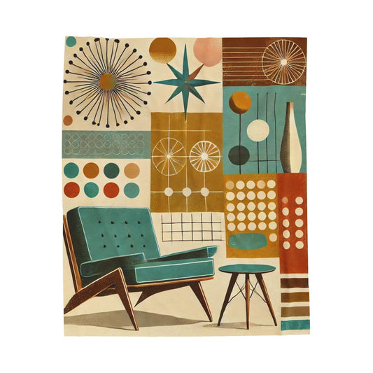 Plush Blanket, Mid-Century Modern Design, Soft Fleece Throw, Housewarming Gift, Chic Home Decor, Bauhaus Theme, Warm Bedding