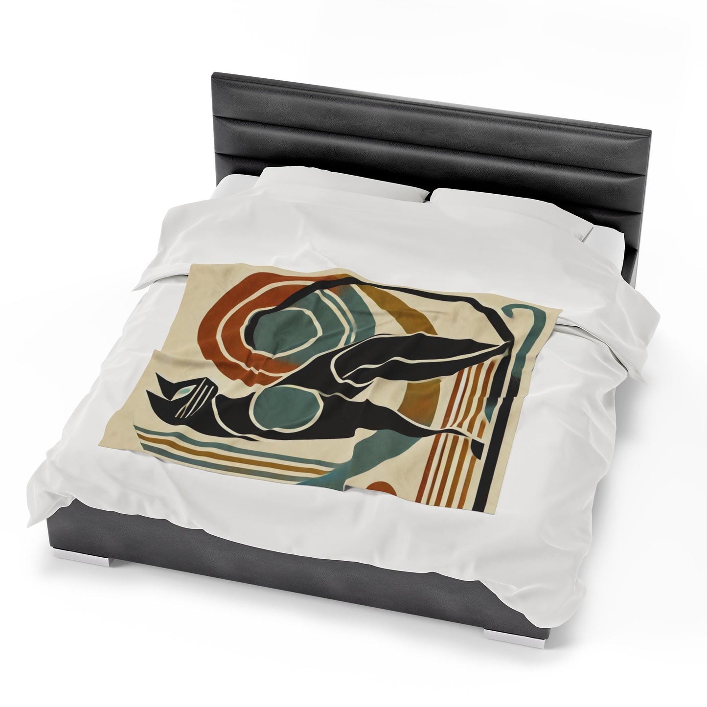 Velveteen Plush Blanket - Cat Design, Mid-Century Modern Vibe, Housewarming Gift, Fleece Throw, Warm Bedding, Cozy Home Decor, Cat Lover