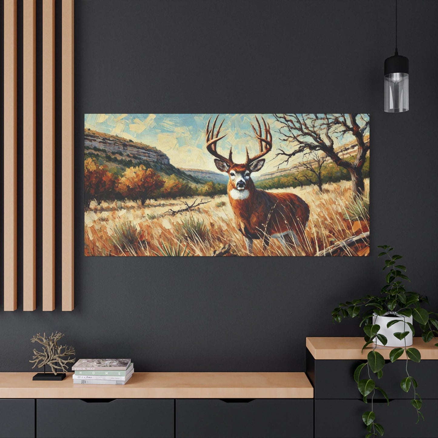 Original Modern Impressionist Deer Canvas Print, Matte Stretched Art, 7 Sizes Available, Wall Decor, Landscape Painting, Home Office Decor
