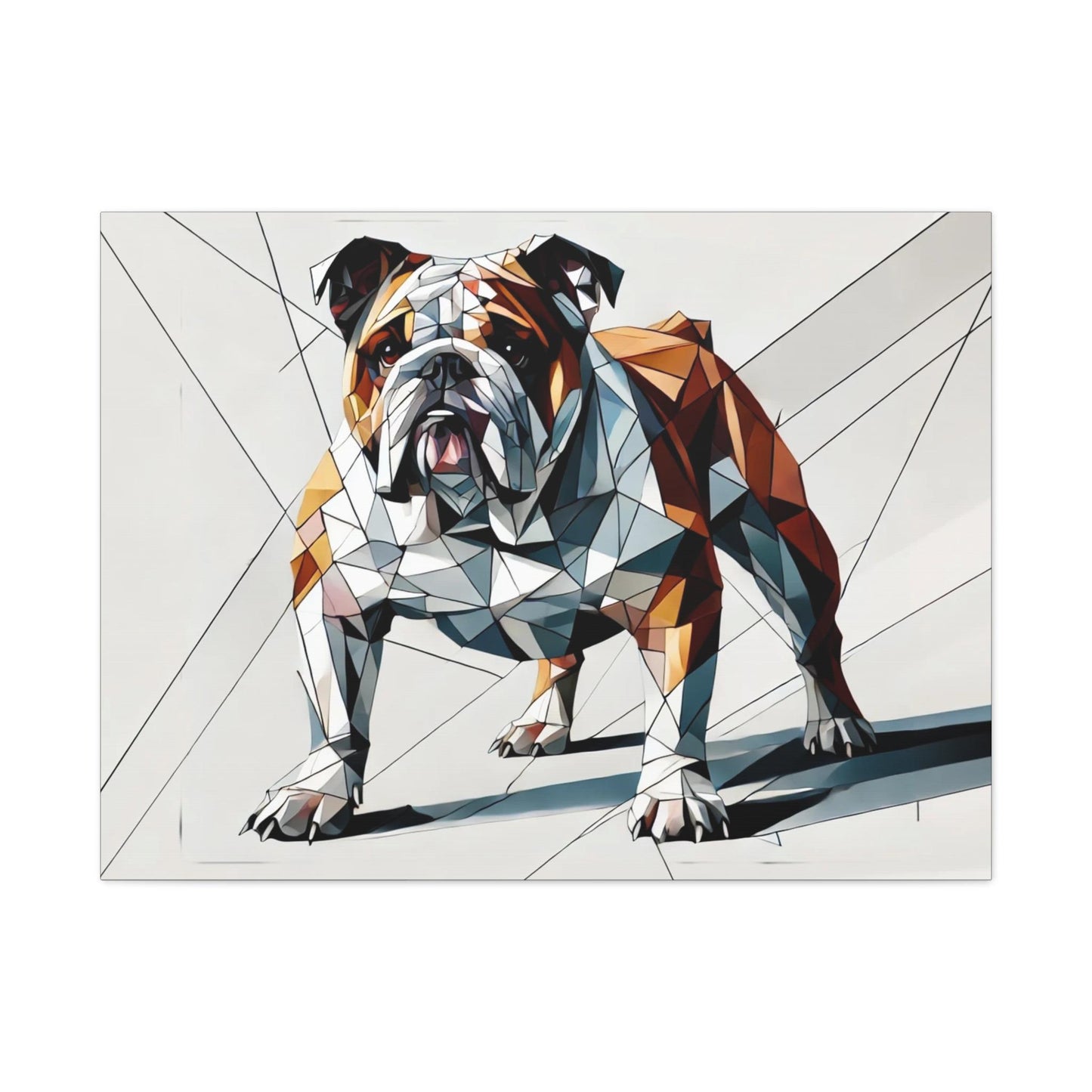 Bulldog Canvas, Original Modern Cubist Wall Art Home Decor, Matte Stretched Print, LGBT Housewarming Gift, Gay Bulldog Dog Lover