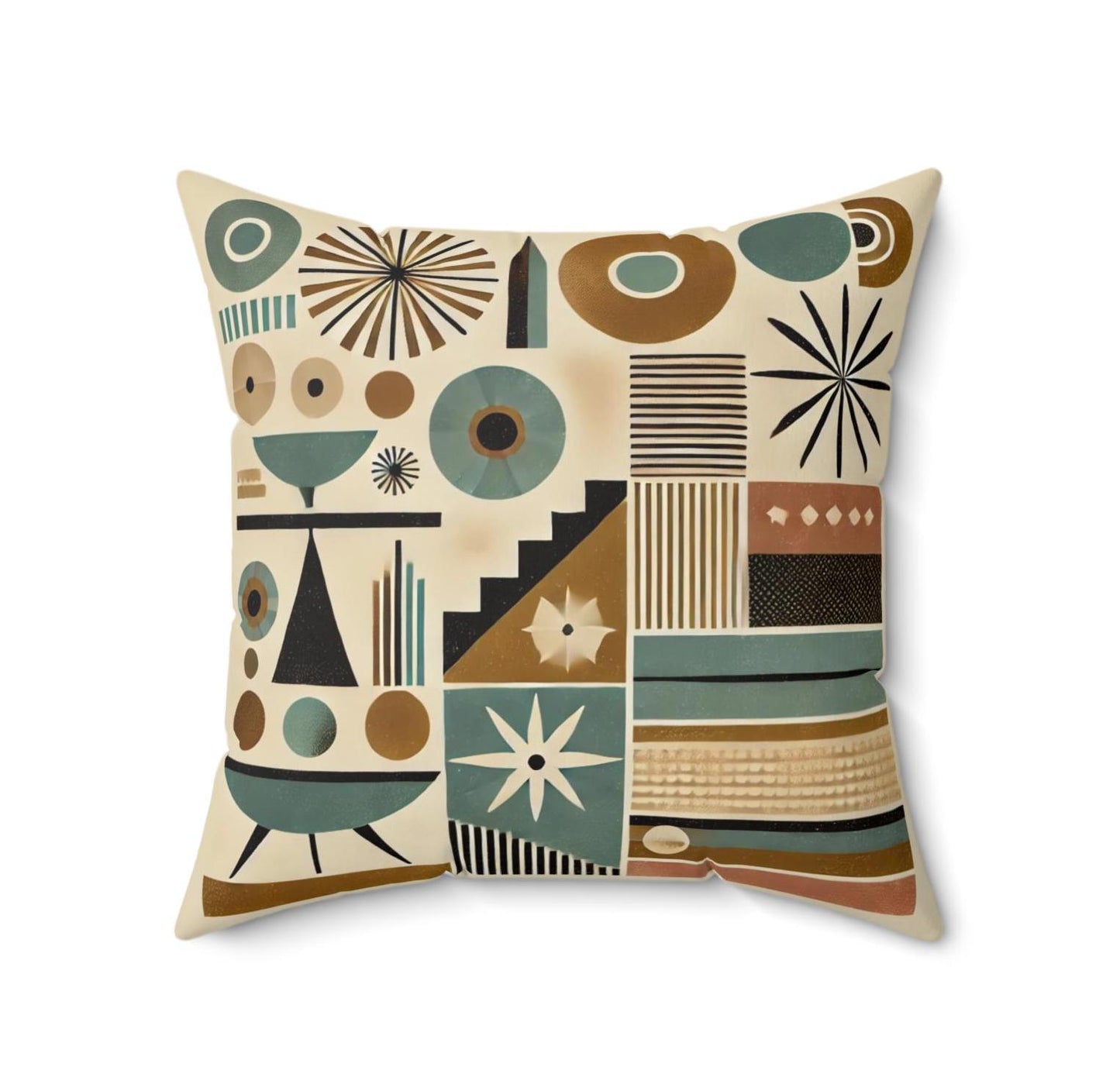 Mid-Century Modern Theme Throw Pillow (14"x14" Square), Housewarming Gifts and Decor, Birthday Gift, Christmas Gift