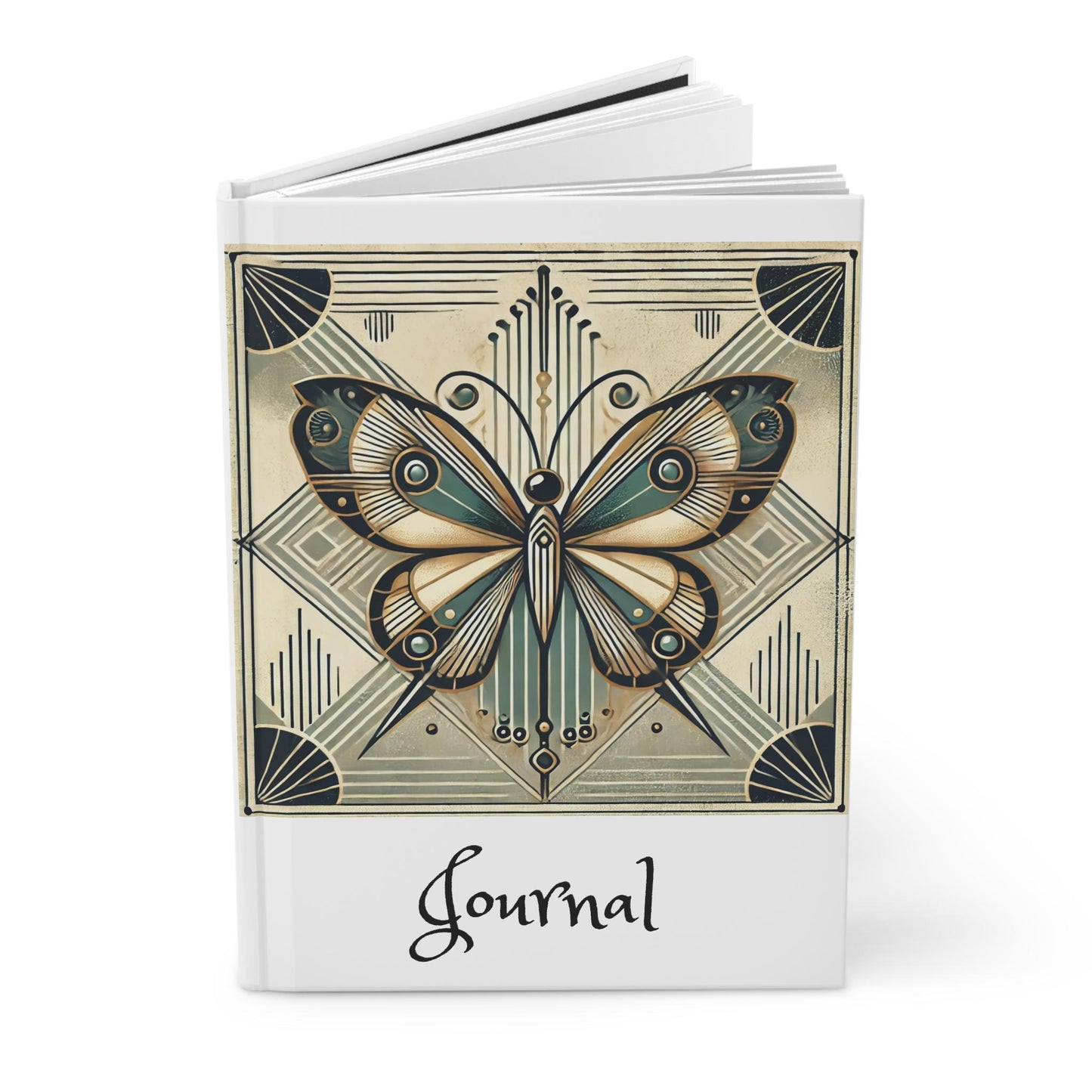Butterfly Journal Hardcover - Vintage Art Deco Design - Book Lovers Gift, Retro Diary, Nature Journal, Literature Notebook