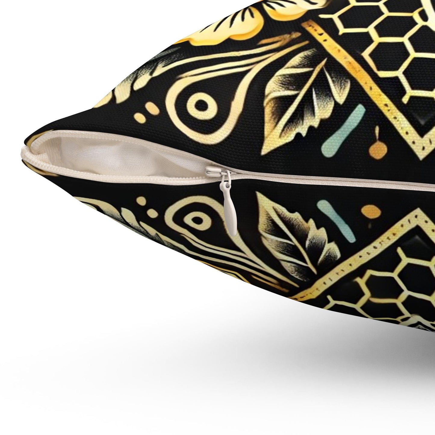 Honey Bee Square Pillow, Vintage Tattoo Design, Retro Charm, Housewarming Gift, Spun Polyester Cushion Cover, Nature Lover, Throw Pillow