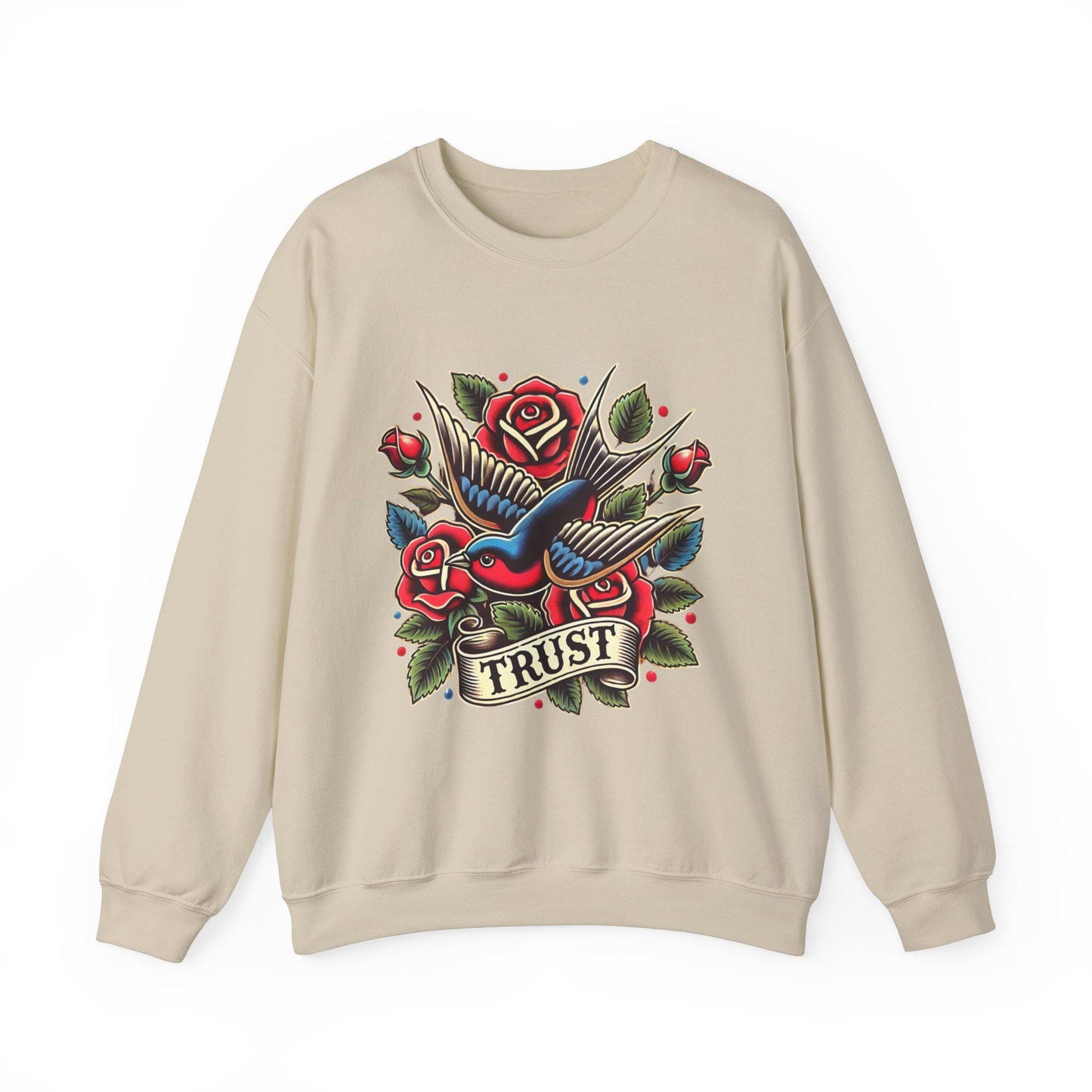 Vintage Tattoo Sweatshirt, TRUST Tattoo Design, Unisex Crewneck Jumper, Vintage Pullover, Gift for Tattoo Lover, Retro Style