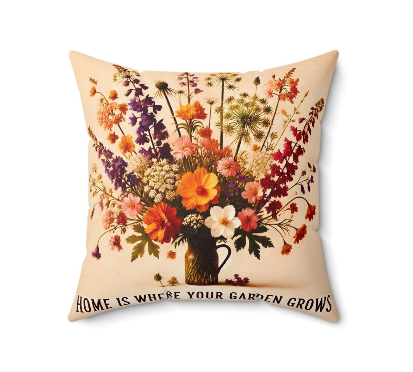 Housewarming Gift Square Pillow (14"x14"), Wildflower Gift for New Home, Best Gifts for Housewarming, Birthday Party Gifts